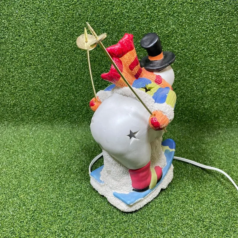 Vintage International Bazaar Snowman on Skis Ceramic Night Light Tested